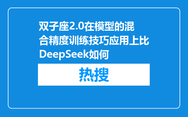 双子座2.0在模型的混合精度训练技巧应用上比DeepSeek如何