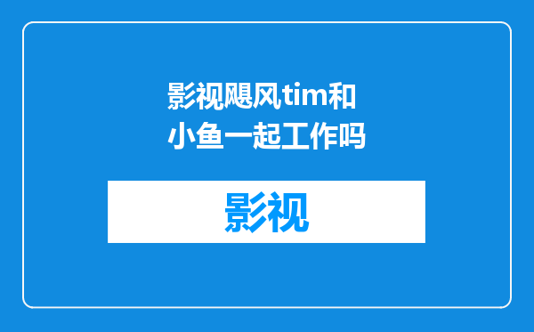 影视飓风tim和小鱼一起工作吗