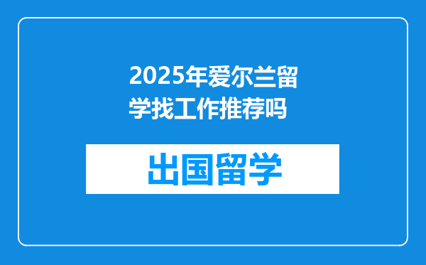 2025年爱尔兰留学找工作推荐吗