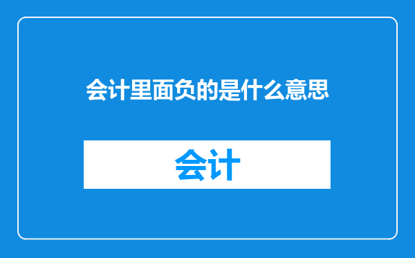 会计里面负的是什么意思