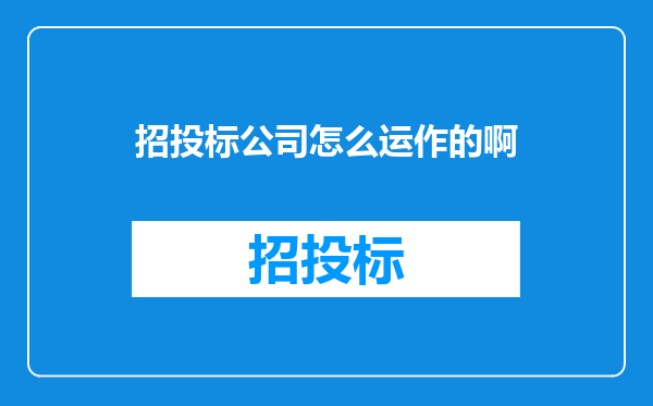 招投标公司怎么运作的啊