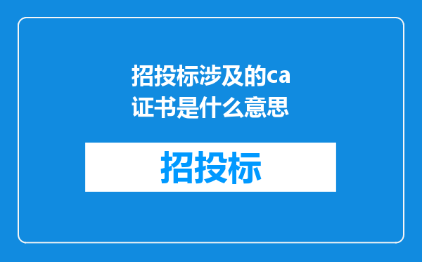 招投标涉及的ca证书是什么意思