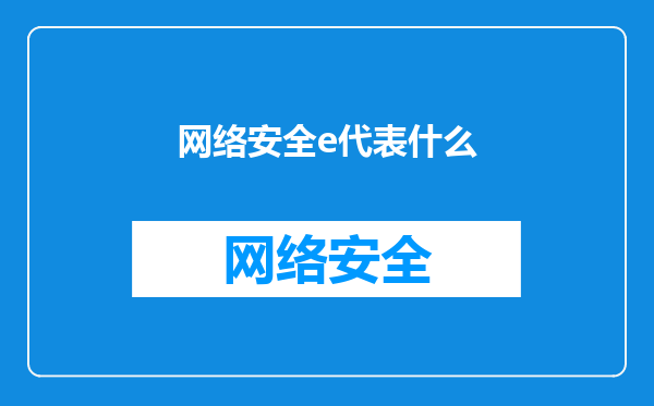 网络安全e代表什么
