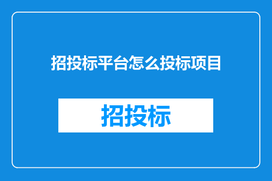 招投标平台怎么投标项目