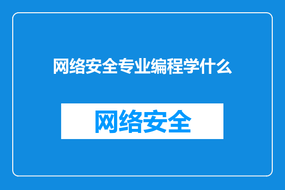 网络安全专业编程学什么