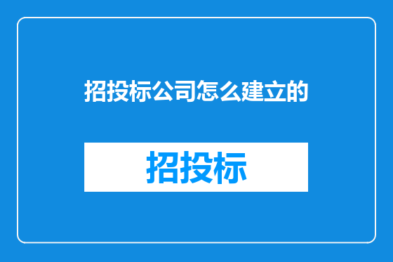 招投标公司怎么建立的