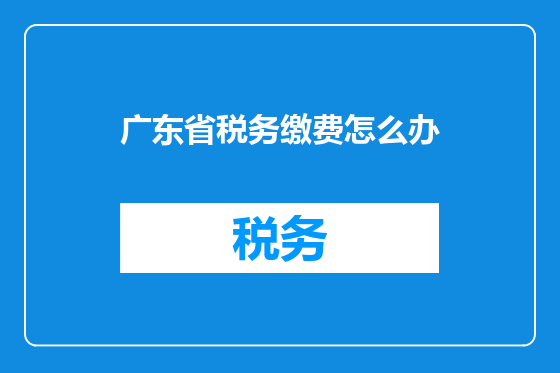 广东省税务缴费怎么办