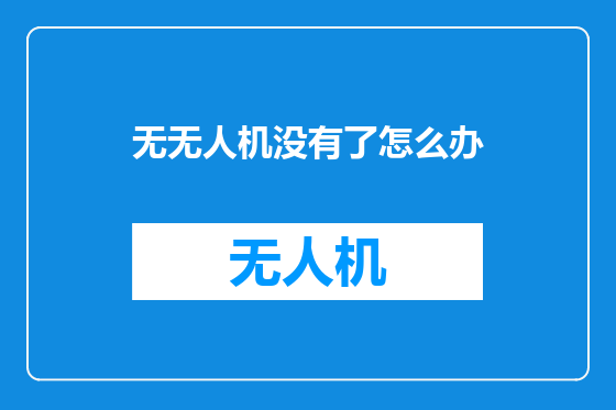 无无人机没有了怎么办