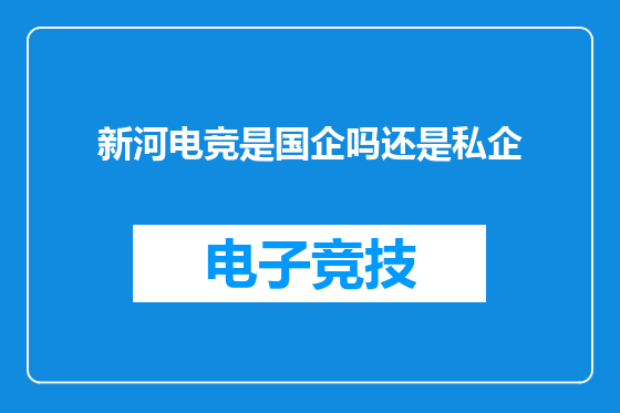 新河电竞是国企吗还是私企