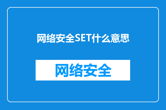 网络安全SET什么意思