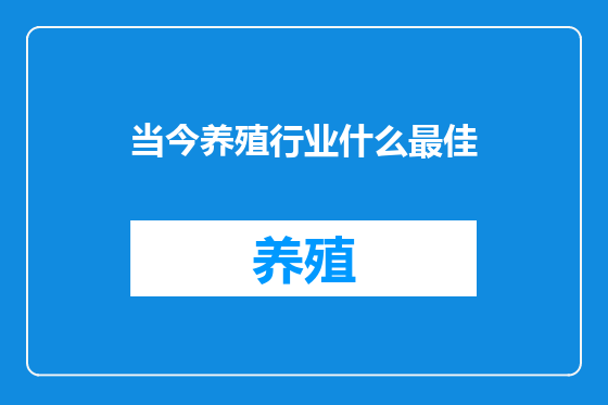 当今养殖行业什么最佳