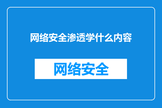 网络安全渗透学什么内容