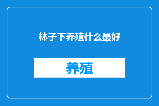 林子下养殖什么最好