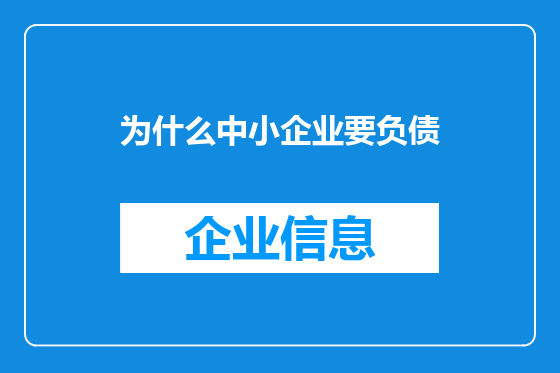 为什么中小企业要负债