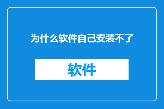 为什么软件自己安装不了