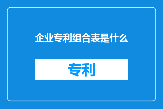 企业专利组合表是什么