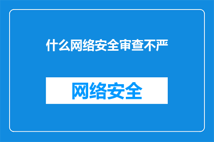 什么网络安全审查不严