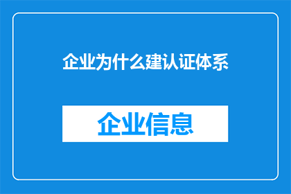 企业为什么建认证体系
