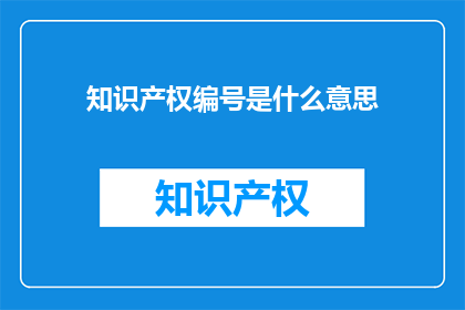 知识产权编号是什么意思
