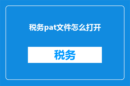 税务pat文件怎么打开