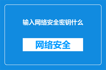 输入网络安全密钥什么