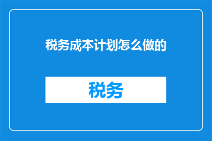 税务成本计划怎么做的