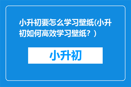 小升初要怎么学习壁纸(小升初如何高效学习壁纸？)