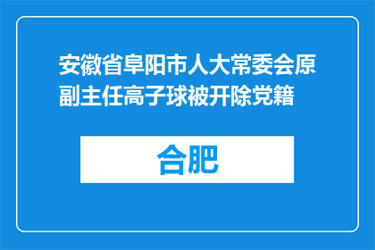 安徽省阜阳市人大常委会原副主任高子球被开除党籍