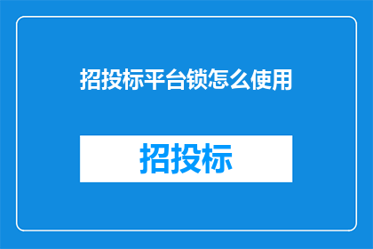 招投标平台锁怎么使用
