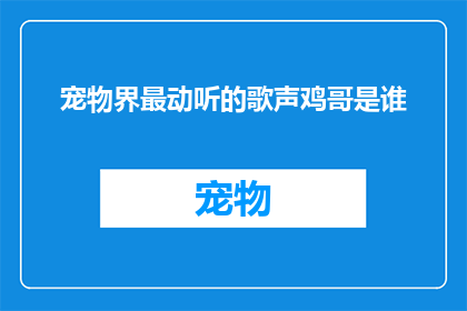 宠物界最动听的歌声鸡哥是谁(谁是宠物界最动听的歌声，鸡哥？)