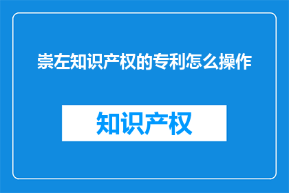 崇左知识产权的专利怎么操作(如何操作崇左地区的知识产权专利？)
