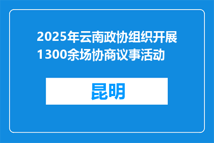 2025年云南政协组织开展1300余场协商议事活动