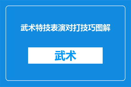 武术特技表演对打技巧图解(武术特技表演中对打技巧的图解，能否为观众提供深入理解与欣赏的机会？)