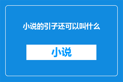 小说的引子还可以叫什么(小说的引子：它还可以叫什么名字？)