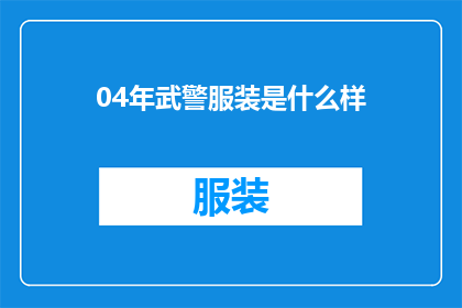 04年武警服装是什么样(2004年武警服装的样貌：一种时代的印记？)