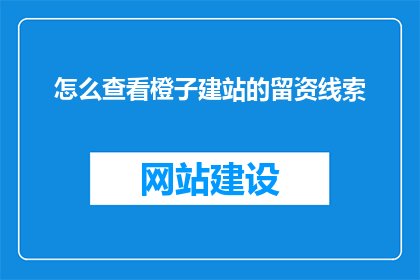 怎么查看橙子建站的留资线索(如何查询橙子建站提供的留资线索信息？)