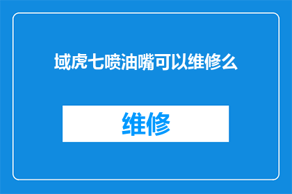 域虎七喷油嘴可以维修么(域虎七喷油嘴能否进行维修？)